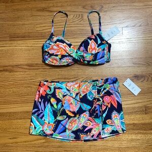 La Blanca swimsuit - wrap front bikini set with swim skirt bikini bottoms, navy